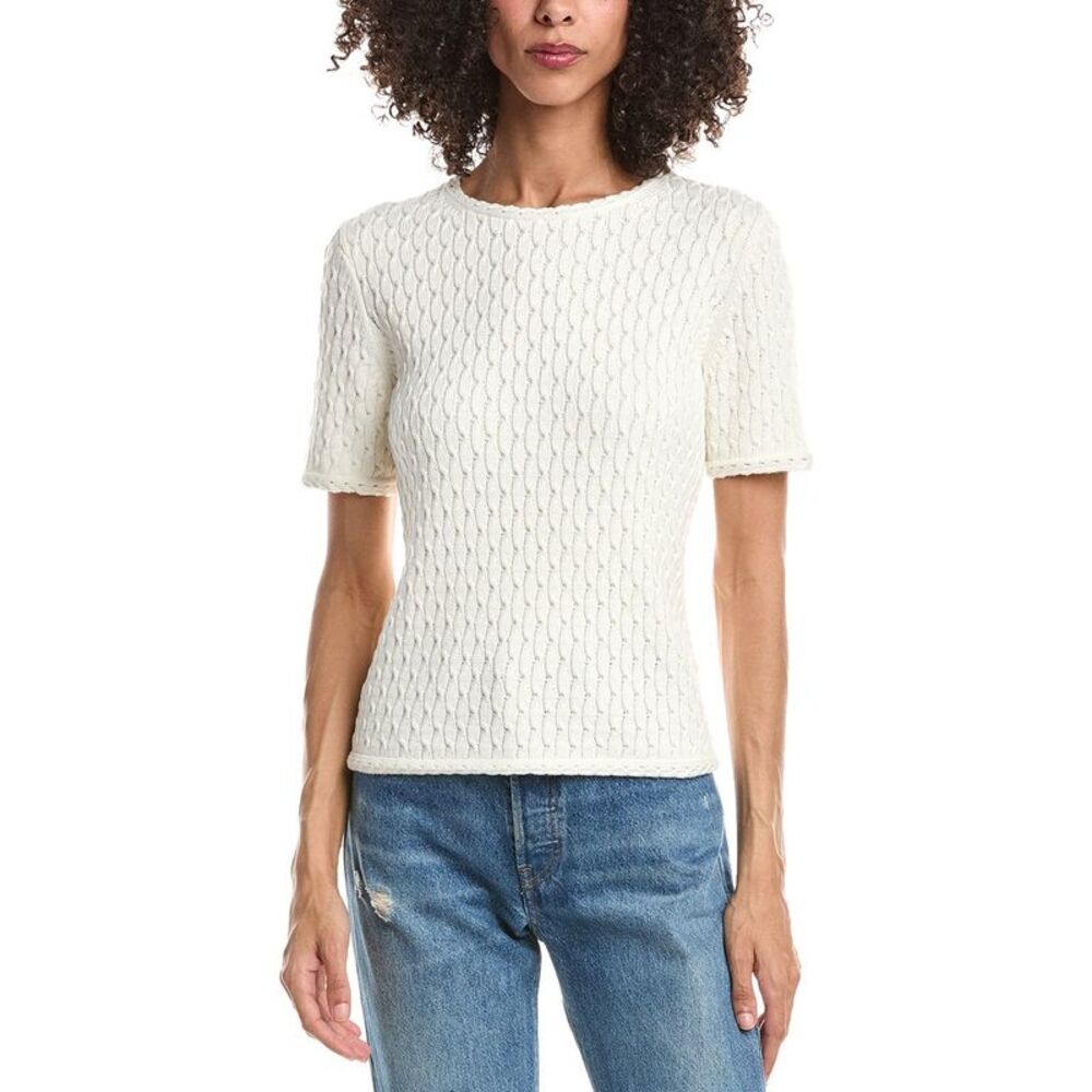 Theory Womens Textured T-Shirt, Ivory